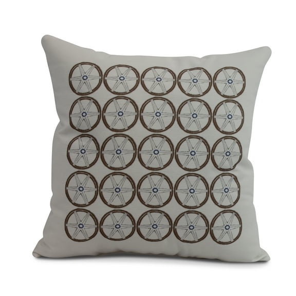 Simply Daisy, 26 x 26 inch, Nautical Geo Square, Geometric Print Pillow, Ivory