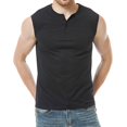 thumbnail image 2 of SWSMCLT Men's Running Tank Top WorkoutCrew Neck Spring Slimming Vest Sleeveless Basic Henley Shirt Soft Button Black X-Large, 2 of 4
