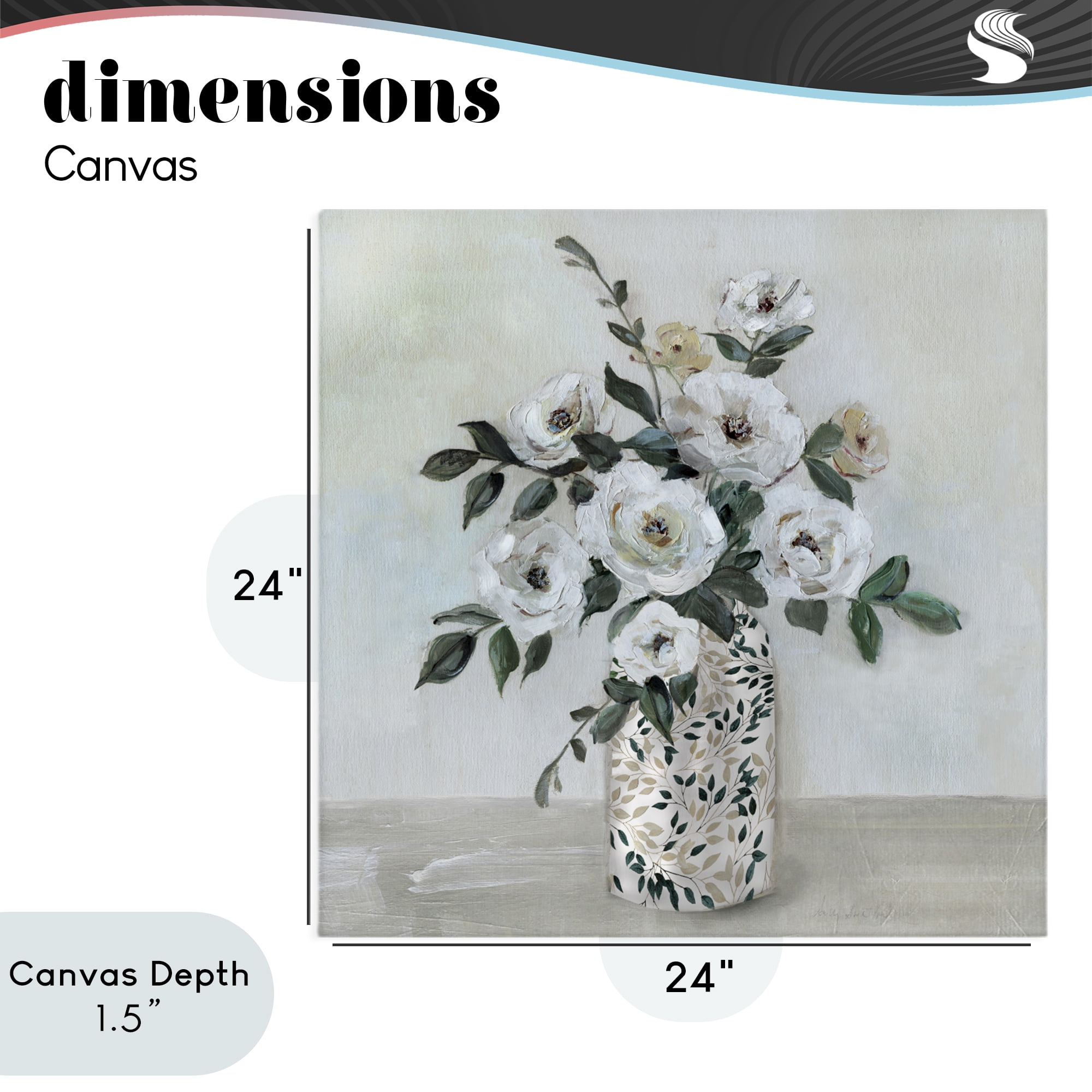 Stupell Industries Leaf Patterned Flower Vase Canvas Wall Art, design by Sally Swatland
