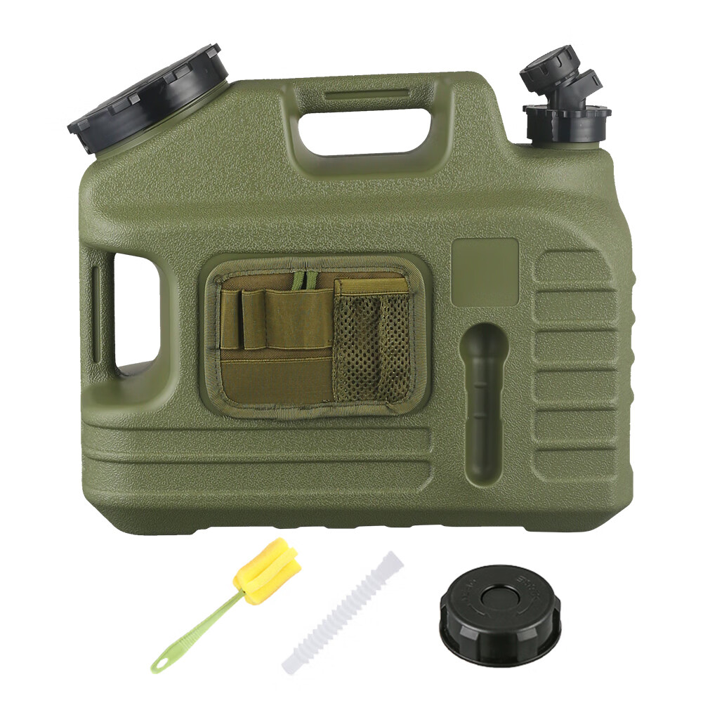 SHUWND 3.5 Gallon/13L Water Containers with Spigot & Toolkit Bag, BPA Free Water Jug, Military Green Water Tank, Multifunction Water Storage Containers for Camping Outdoor Hiking,Emergency Stroage