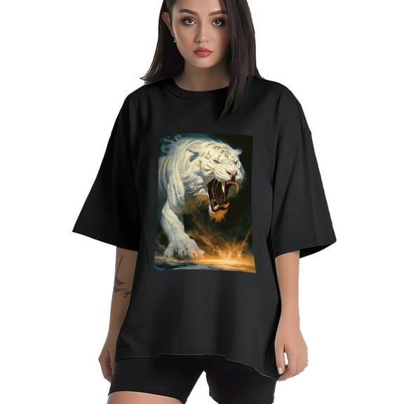 Plus Size Shirt for Women Black Tops for Women Short Sleeves Shirt for Women Tiger 9 T Shirt Crewneck Shirt for Women XS
