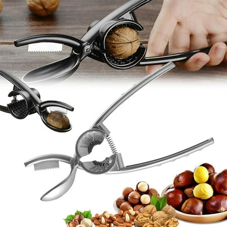 

NOGIS 2-in-1 Nut Cracker Walnut Black Walnut Cracker Easy Cracking Aluminum Alloy Nut Cracker Multifunctional Portable Funnel Walnut Pliers for All Kinds Of Nuts Melon Seeds (Silver)