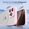 thumbnail image 4 of ELEHOLD Case For iPhone 16 Pro Max Frosted Semi-Transparent Shockproof Case Magnetic Rugged Cover, MagSafe Compatible, Support magnetic car mount, Lens Protection, Pink, 4 of 9