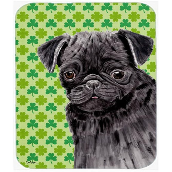 Carolines Treasures  Pug Black St. Patricks Day Shamrock Portrait Mouse Pad