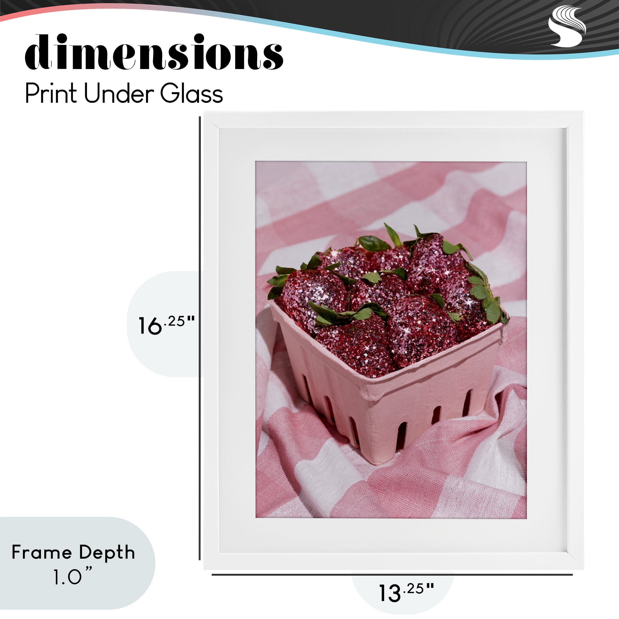 Stupell Industries Glam Glimmer Strawberries White Framed Print Under Glass, design by LISH Creative