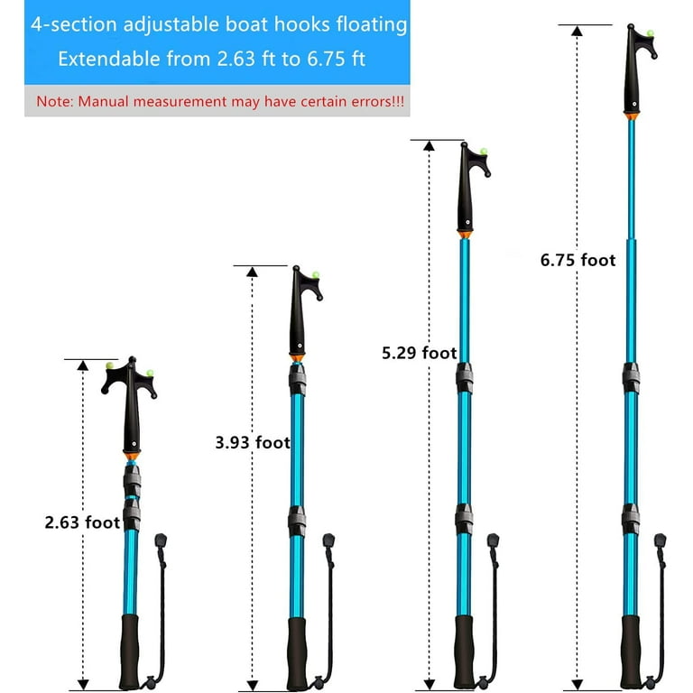 San Like Telescoping Boat Hooks Adjustable Boat Push Pole - Dock Pole Floating,Durable,Rust-Resistant with Luminous Bead Push Pole for Docking Extends