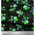 thumbnail image 3 of Soimoi Tissu en Poly Georgette Vert Imprimé Feuilles & Fleurs 1 Yard 52 Pouces de Large, 3 of 3