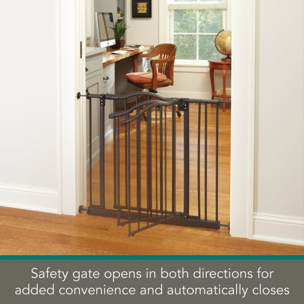 North States MyPet Wide Windsor Arch Pressure Mount Dog Gate, 28.25"-38.25" Wide, Matte Bronze