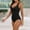 Black, variant on QUNYINEY One Piece Swimsuit Women Standard Straps Solid Bathing Suit Cross Tummy Control Swimwear
