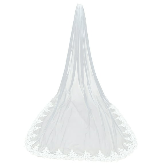 TELOLY Long Bridal Veil Bridal Cathedral Veil Single Layer Comb Wedding Accessory - White (118.11X62.99X0.04Inches)