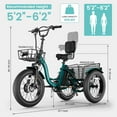 thumbnail image 5 of MOONCOOL All-Terrain Electric Tricycle for Adults, 1100w Motor 48V 14.5Ah UL2849 Battery,7-Speed 20" x 4.0" Fat Tire 3 Wheel Electric Bike W/ 40L Waterproof Rack Bag, 60 miles, 5 of 12
