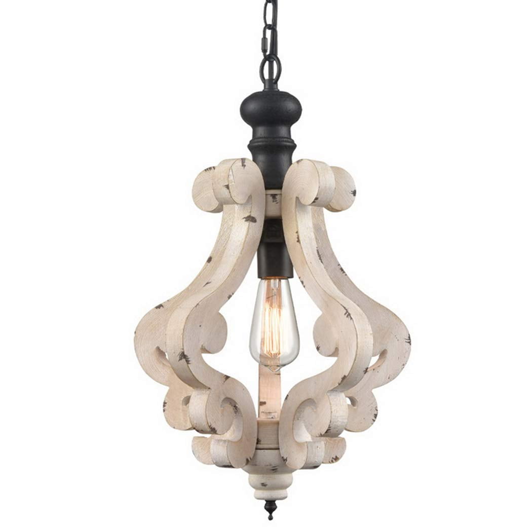 Y-Decor LZ13-4WH 4 Light Candle Style Globe Clear Glass Crystals in Withered White Wood Finish Chandelier WoodFinish