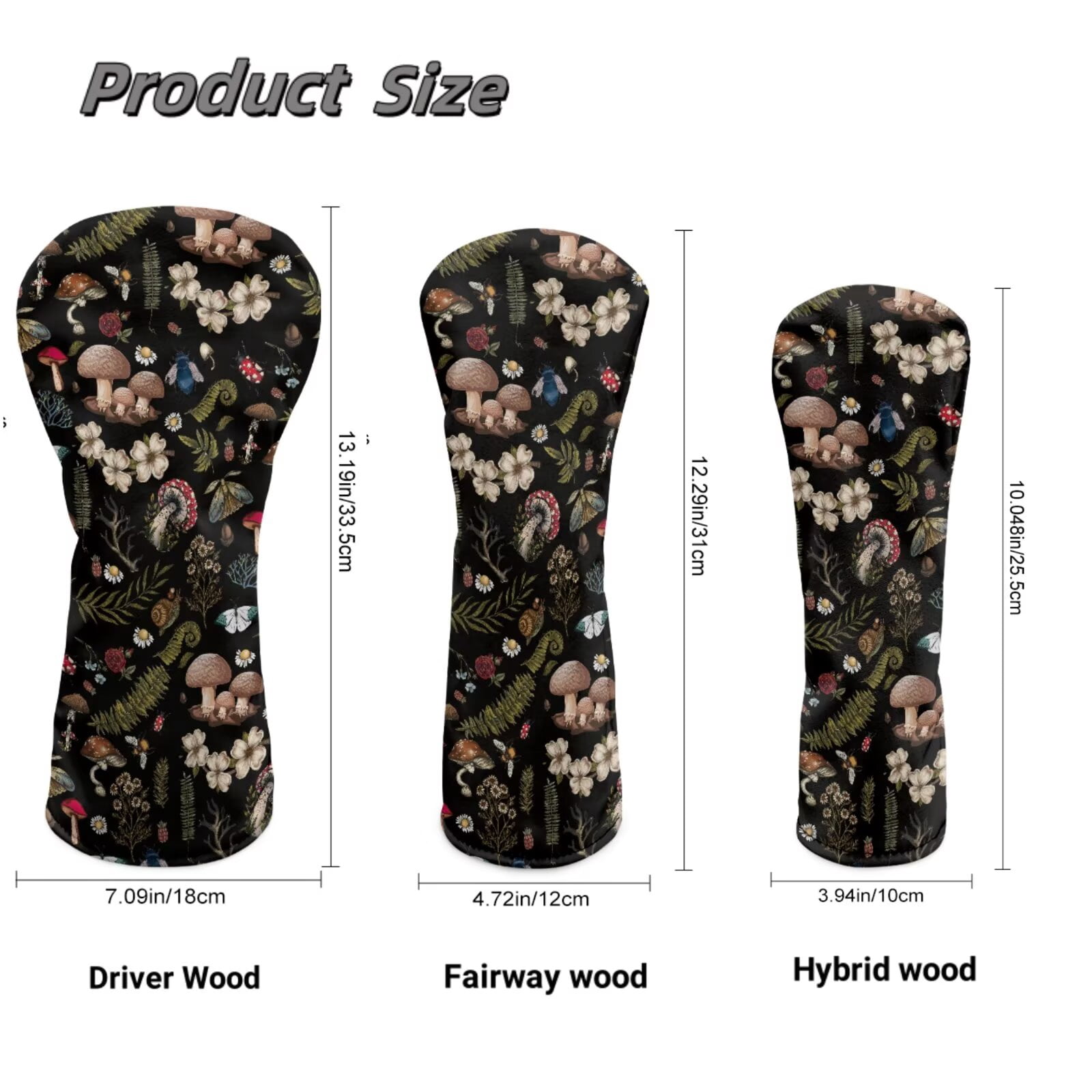 Uorisanigo Golf Club Head Covers Set of 3 - Waterproof PU Leather Aesthetic Mushroom Golf Club Headcovers Premium Lightweight Golfs Head Cover with Anti-Scratch Protection for Men & Women