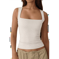 thumbnail image 3 of Women's Square Neck Sleeveless Tank Top - Slim Fit Basic Cami with Elastic Trim, Summer Layering Shell, 3 of 10