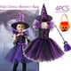 thumbnail image 2 of Disfraz de bruja para niñas, disfraz de Halloween, cosplay, Purim, carnaval, fiesta, Navidad, vestido de princesa para niñas pequeñas, vestido de fiesta, 2 of 5