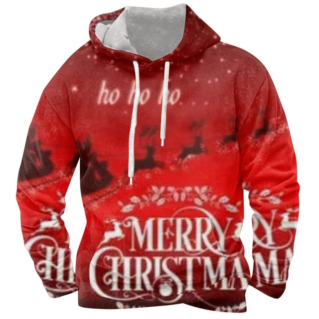 toraway Sweat à Capuche Mode Homme Fermeture à Glissière Imprimé de Noël Élégant et Confortable S
