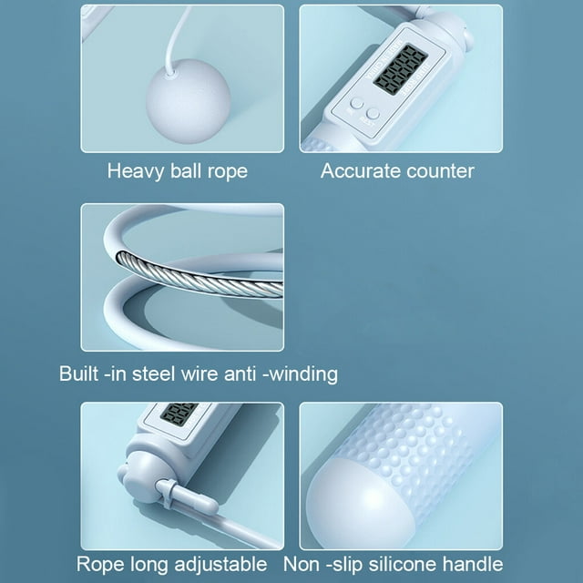 pitrice PVC Corde à Sauter Portable Remplacement Numérique Couleur Unie Intérieur Extérieur Bouton Contrôle Ergonomique Réglable Cordes à Sauter Rose 2 en 1