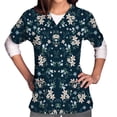 thumbnail image 3 of Womens Scrubs Tops Short Sleeve V-neck Tops Uniform Printed Pockets Blouse Nursing Clearance, 3 of 5