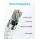 thumbnail image 4 of Cable USB C Huukein blanco de 3 m, paquete de 2 unidades, carga rápida para iPhone, 4 of 7