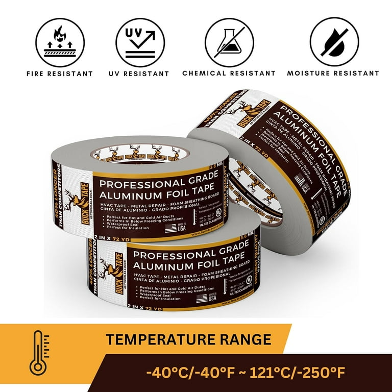Heavy Duty Aluminum Foil Tape 4in X 165ft - High Temperature HVAC Duct Sealing Tape