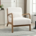 thumbnail image 1 of Bonzy Home Mid Century Modern Accent Chair with Wood Frame, Upholstered Living Room Chairs with Waist Cushion, Reading Armchair for Bedroom Sunroom (White), 1 of 7