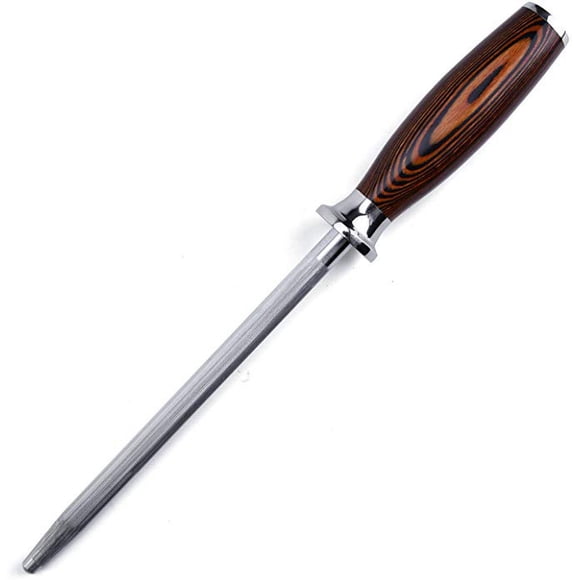 TUO Honing Steel with Pakkawood Handle for all kitchen knives daily sharpening maintenance