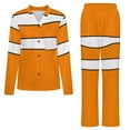 thumbnail image 5 of Clownfish Pattern Orange White Womens Pyjamas Set Button Up Pyjamas Womens with Long Sleeve Top And Wide Leg Pants V-neck Loungewear Sets, 5 of 9