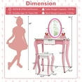 thumbnail image 3 of Gymax Kids Vanity Table Stool Set Pretend Play Makeup Desk with Whiteboard Markers, 3 of 10
