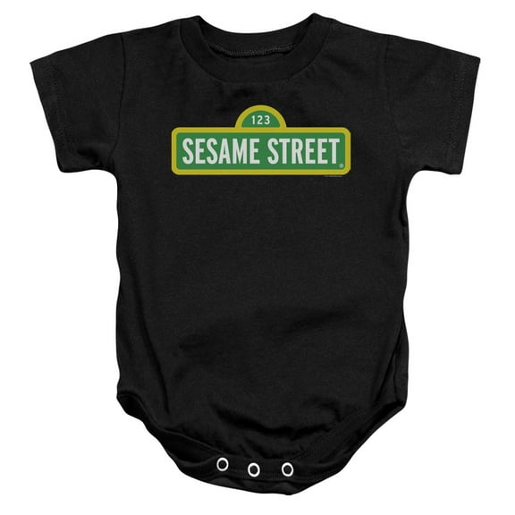 Sesame Street Logo Infant Snapsuit Romper Black 12Mos