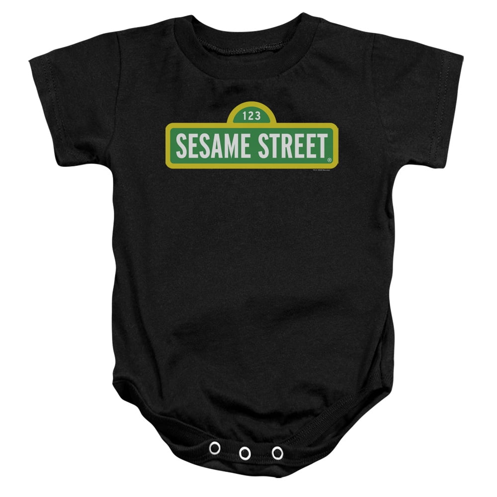 Sesame Street Logo Infant Snapsuit Romper Black 12Mos