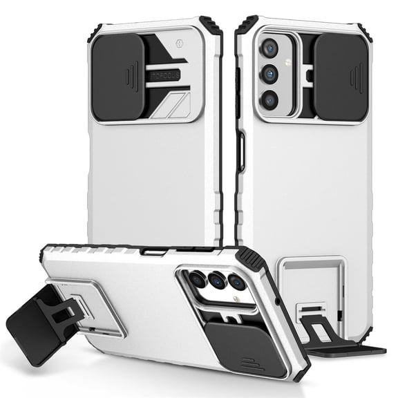 for Galaxy A54 5G 2023 Case Built-in Kickstand Len Sliding Cover Shock Absorption Two-layer Heavy Duty Protective Hybird Cover for Galaxy A54 5G, White