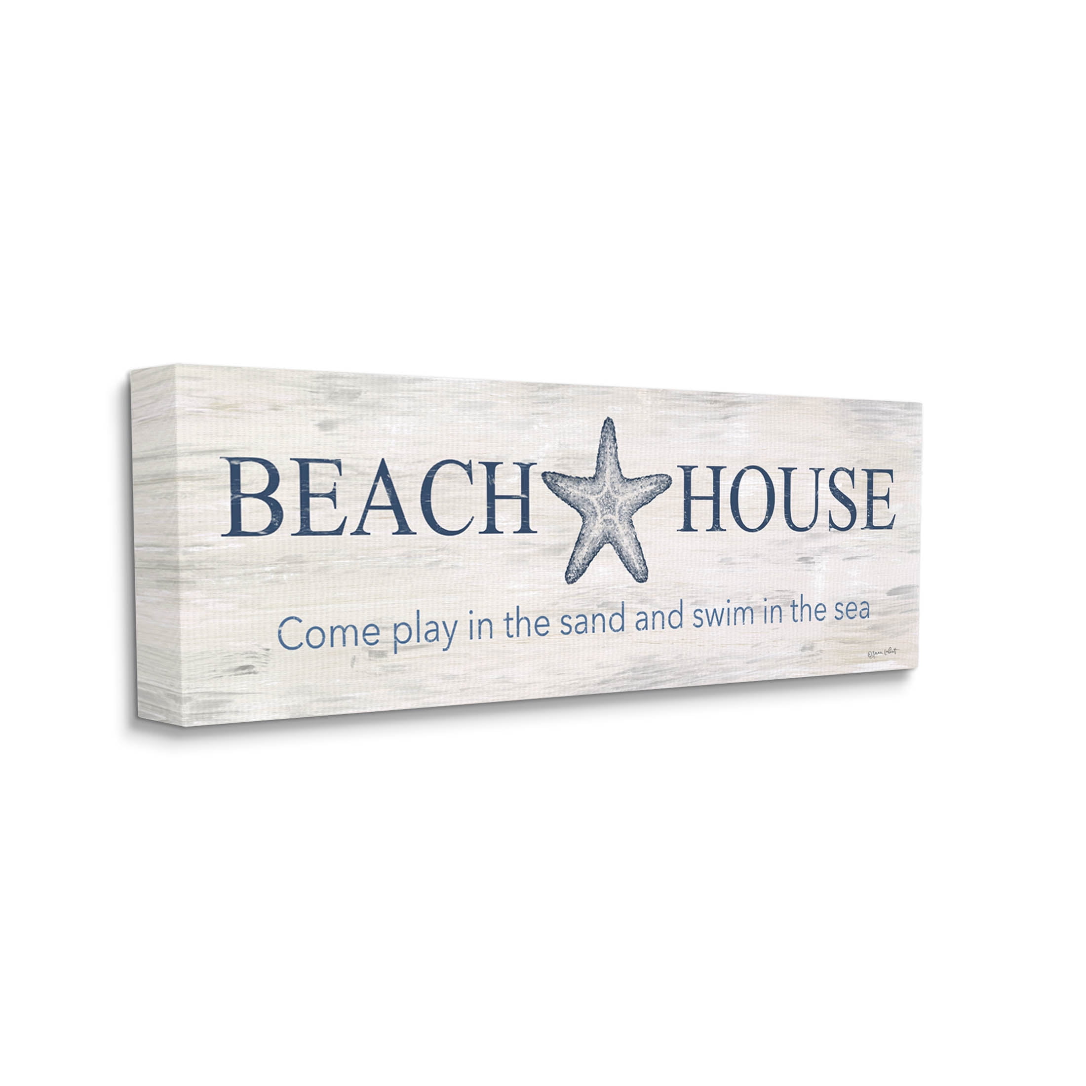 Beach House Come Play Nautical Phrase Coastal Graphic Art Gallery Wrapped Canvas Print Wall Art