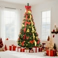 thumbnail image 4 of RAYOCON 7.5FT Pre-Lit Pop-Up Christmas Tree with 200 Warm  Lights, Fully Decorated Red & Gold Ornaments, Easy Assembly Collapsible Holiday Decor, 4 of 9