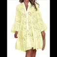 thumbnail image 2 of Vestido Bohemio de Encaje con Bordado de Ojales para Mujer, Escote en V, Mangas Acampanadas, Corte Holgado, 2025 Amarillo XXL, 2 of 7