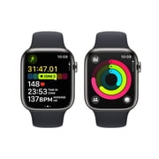Apple Watch Series 9 With Blood Oxygen. GPS + Cellular 45mm Graphite Stainless Steel Case with Midnight Sport Band - M/L.