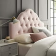 thumbnail image 1 of Modway Tête de Lit en Velours de Performance Capitonnée à Losanges, Grand Lit Souverain, Rose, 1 of 4