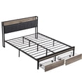 thumbnail image 5 of Queen Upholstered Platform Storage Bed Frame with USB Ports, High Clearance Underbed Storage, No Box Spring Needed, Black and Gray Modern Design, 5 of 10