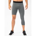 thumbnail image 2 of yeacher Men's Asymmetrical Basketball Compression Pants with Side Pockets, Patchwork Design, Grey, Size L (21329#), 2 of 7