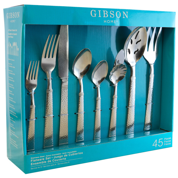 Gibson Home 45Piece Flatware Set, Prato, Silver