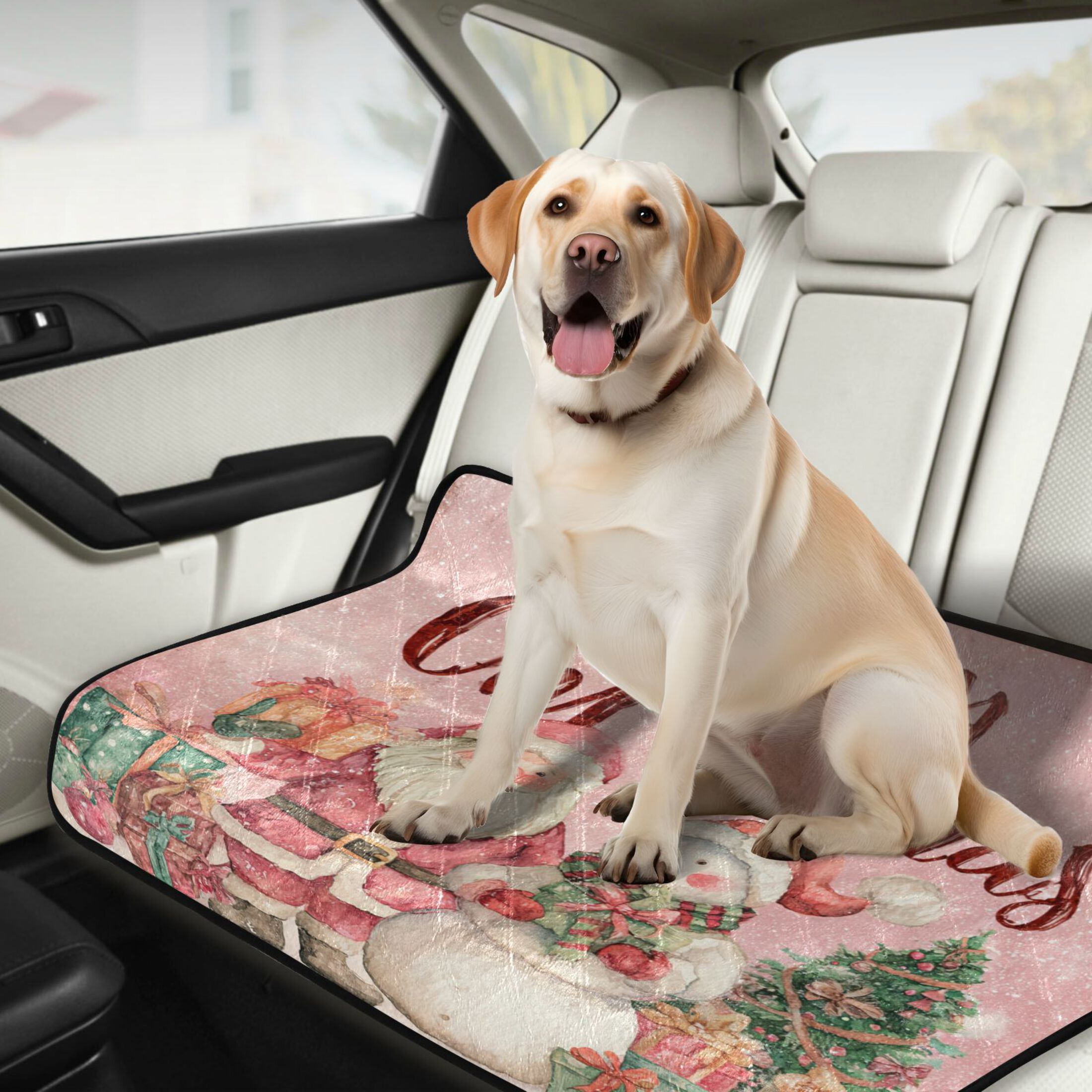 Qxltty Pink Santas and Snowmen Cat litter Pads Pet Set of 2 Diaper Mats Center Anti-leakage Layer Absorbent Soft and Comfortable