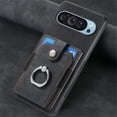 thumbnail image 7 of For Google Pixel 10 Pro XL Phone Case Wallet with Card Holder,PU Leather Metal Ring Buckle Holder Kickstand  Women Men Magnetic Cover,Black,For Pixel 10 Pro XL, 7 of 7