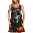 thumbnail image 1 of Balery Colorful Floral Black Dog Vestidos de verano para mujer con estampado: vestido holgado sin mangas, vestido playero informal y cómodo para días calurosos., 1 of 7