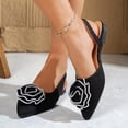thumbnail image 7 of hoksml Women's Pointed Toe Slingback Flats, Floral Rose Applique, Low Heel Dress Shoes, 7 of 7
