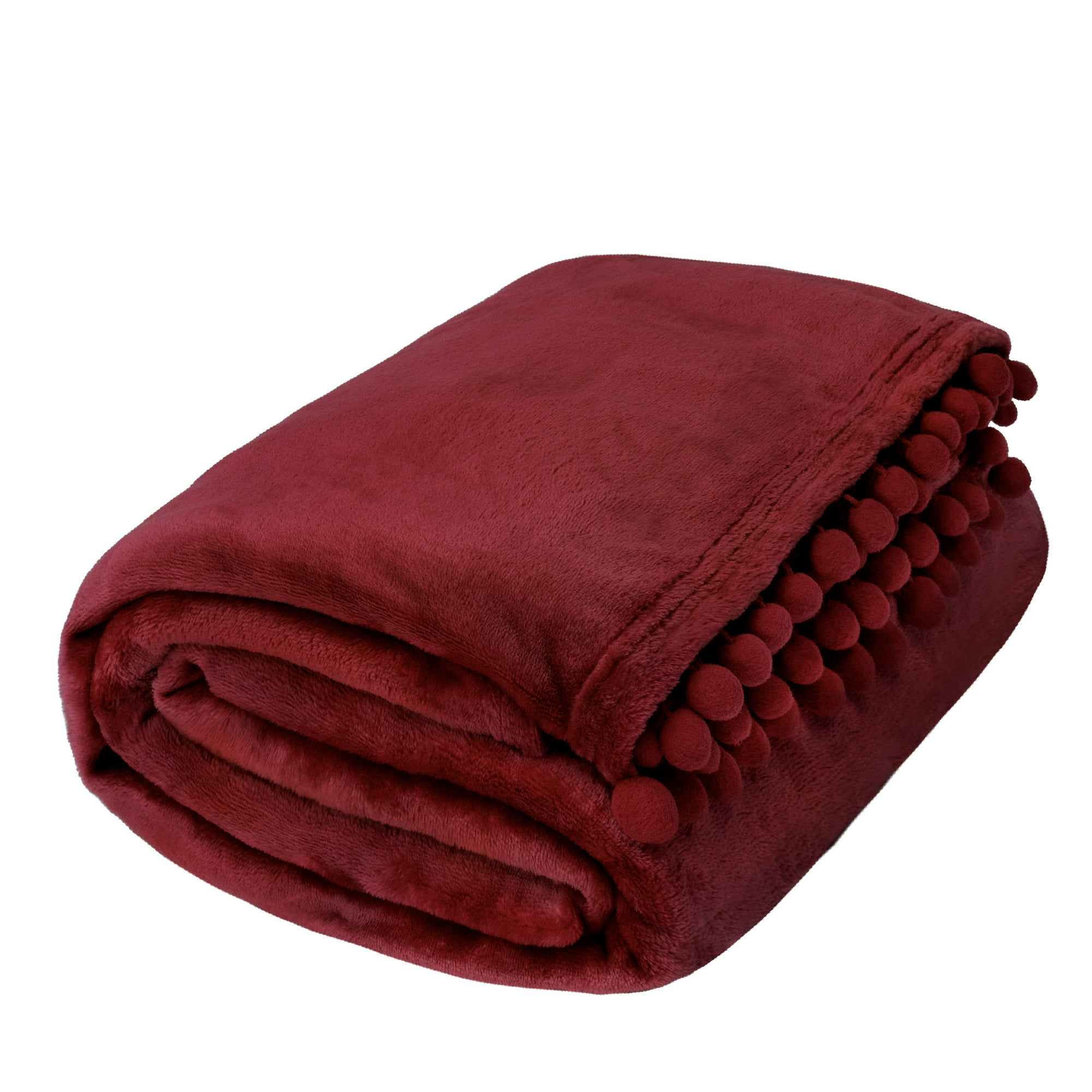 Burgundy throw blanket with fringe sale