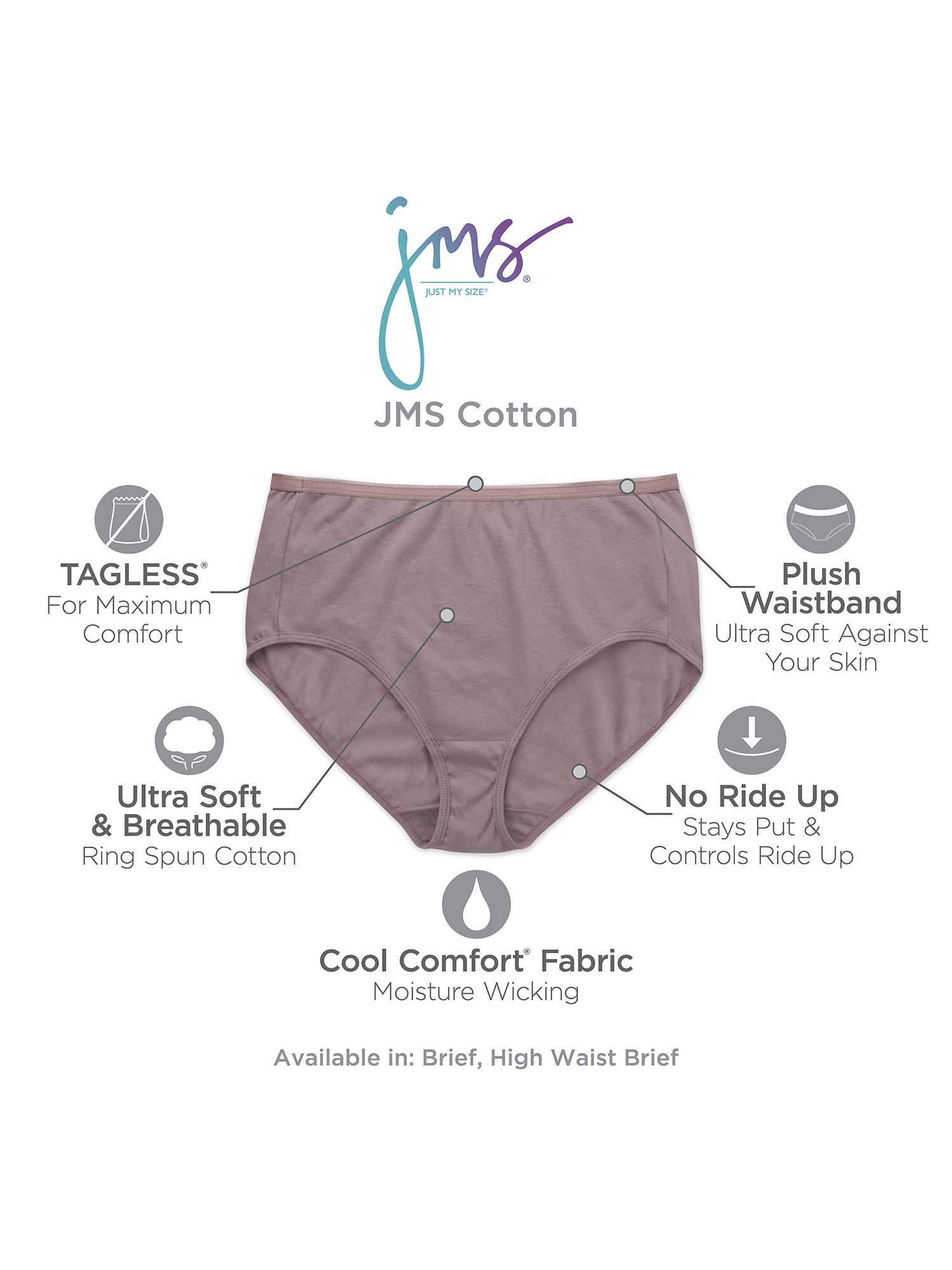 Just My Size Women's Cotton Brief Underwear, 10-Pack - image 4 of 6
