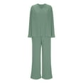 thumbnail image 6 of QATAINLAV Womens Fall 2 Piece Pajamas Sets Ribbed Knit V Neck Lounge Set Solid Casual Long Sleeve Shirts Matching Trousers Sweatsuits Green XXL 2025 Prime, 6 of 9