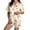 Beige, variant on Wang6 Women's Satin Pajamas Sets with Shorts 2 Pieces Plus Size Pjs Sets Soft Short Sleeve V Neck Button Shirts Shorts Loose Fit Cute Printed Sleepwear Loungewear Sets Sky Blue XL