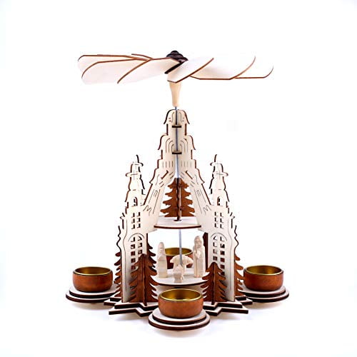 Brubaker Christmas Pyramid - Nativity Scene With Jesus In A Manger - Designed In Germany
