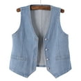 thumbnail image 2 of Denim Vests for Women 2026 Solid Color Versatile Casual V Neck Denim Tank Top and Camisole Jacket, 2 of 4
