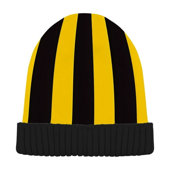 joogoo Yellow Stripes Line Pattern Beanie Hats Men Women Cuffed Skull Cap Winter Warm Knit Thick Beanies